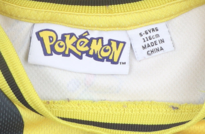 Additional view of Pokémon boys’ yellow pikachu t-shirt 5-6 years short sleeve graphic top