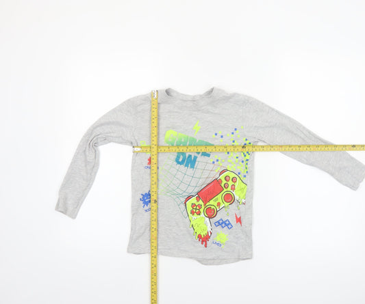 Dunnes Stores Boys Grey Long Sleeve Game On Graphic T-Shirt 7-8 Years