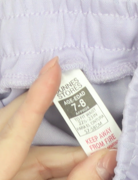 Additional view of Dunnes girls’ purple sweatpants 7-8 years elastic waist side stripe