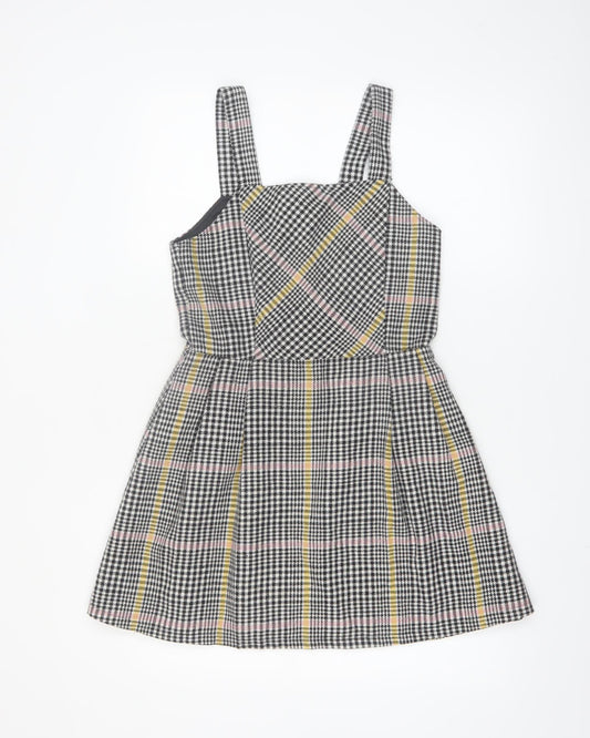 F&F Girls Multicoloured Check Pinafore Dress 13-14 Years Sleeveless Lined
