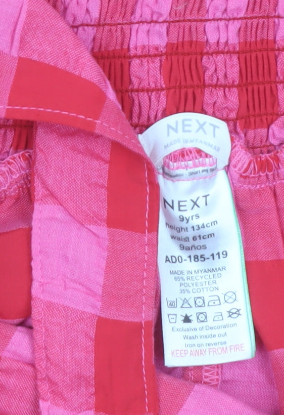Next Girls Pink Check Playsuit 9 Years Sleeveless Square Neck
