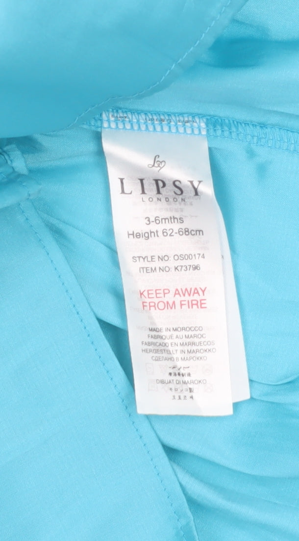 Additional view of Lipsy girls’ blue satin a-line party dress 3-6 months new with tags