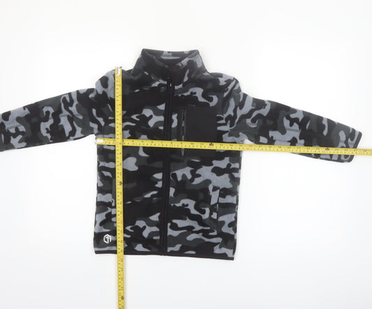 F&F Boys Black Camouflage Fleece Full Zip Jacket 8-9 Years