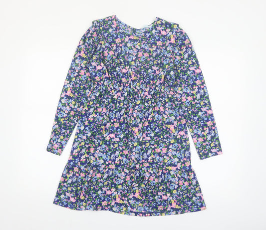 Leigh Tucker Willow Girls Blue Floral A-Line Long Sleeve Dress 8-10 Years