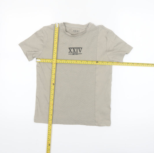 Next Boys Beige XXIV Seven Embroidered Cotton T-Shirt 8 Years