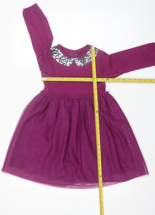 Leigh Tucker Willow Girls Purple Sequin Collar Fit & Flare Dress 6-7 Years