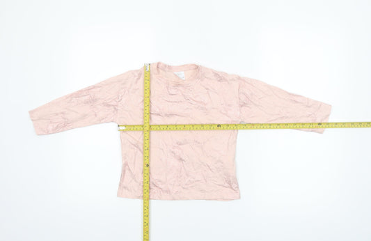 Zara Girls Pink Long Sleeve Cotton T-Shirt 6-7 Years