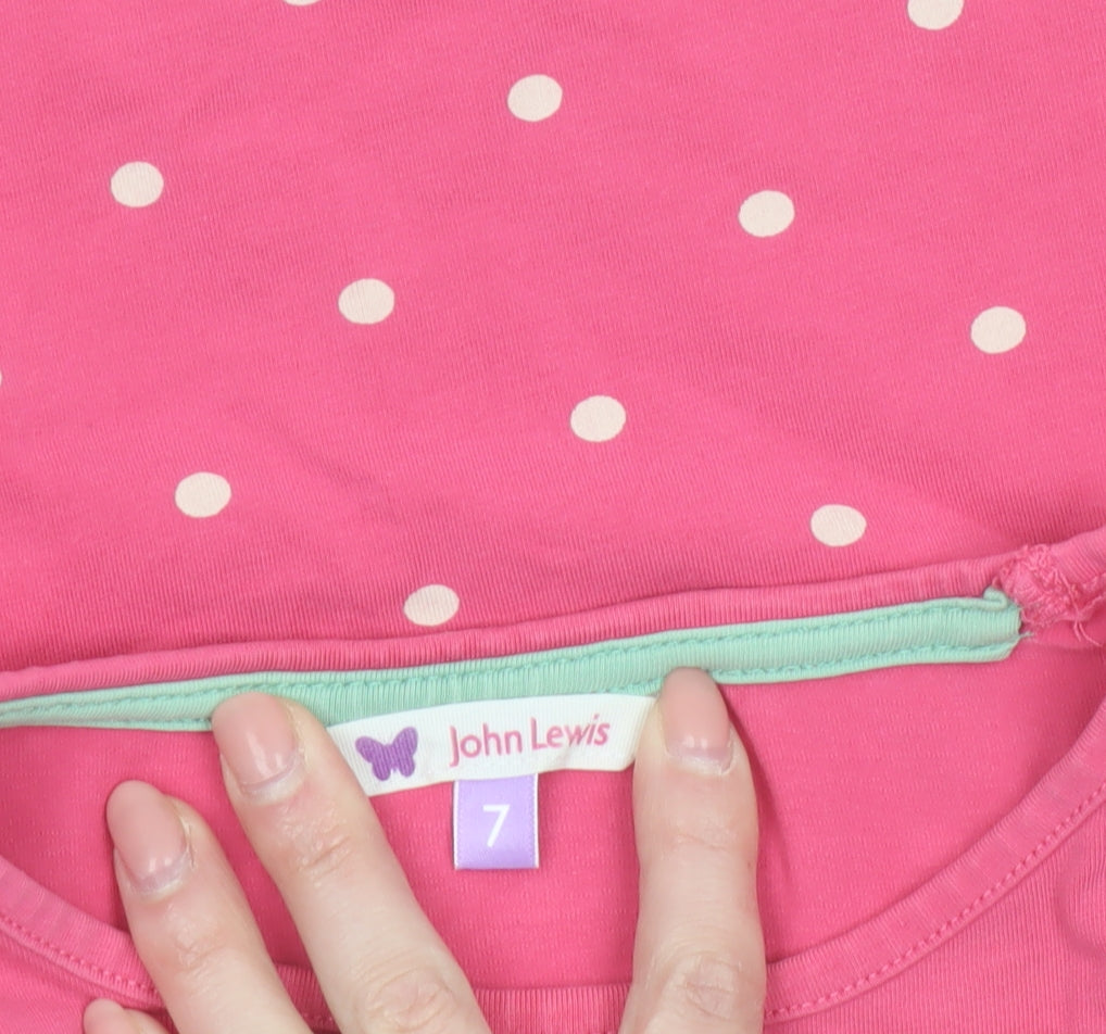 Additional view of John Lewis girls’ pink polka dot horse long sleeve t-shirt 7 years