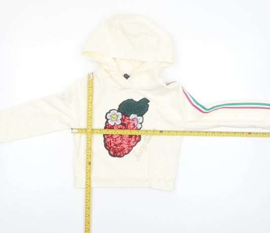 Juicy Couture Girls Ivory Sequin Flower Pullover Hoodie 10-11 Years