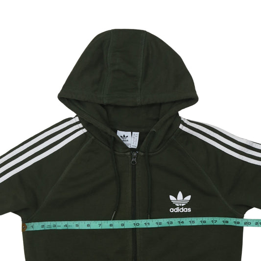 Adidas Womens Green Full Zip Hoodie Size 16 Hooded Sweatshirt