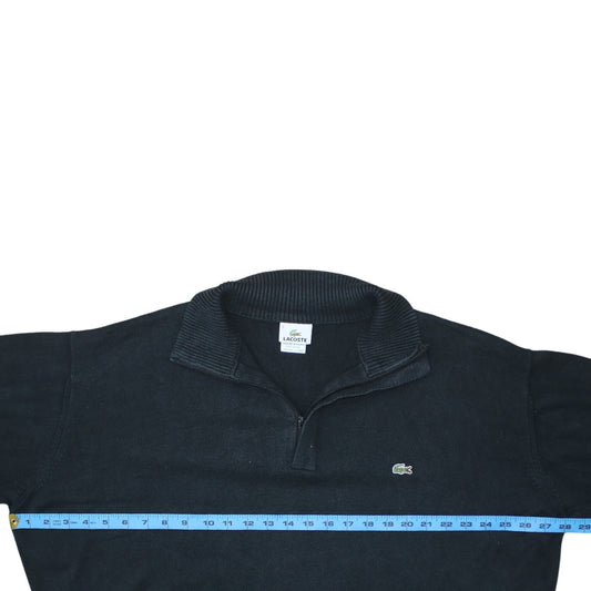 Lacoste Men’s Black Cotton 1/4 Zip Jumper 3XL High Neck Classic Knit