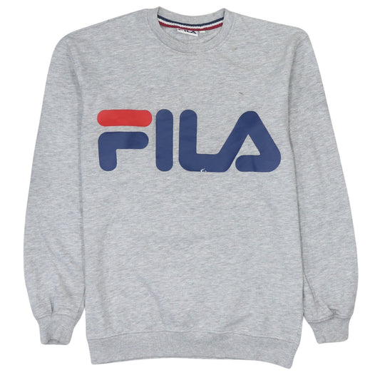 Additional front view of Fila Women Grey Logo Crew Neck Pullover Sweatshirt XS