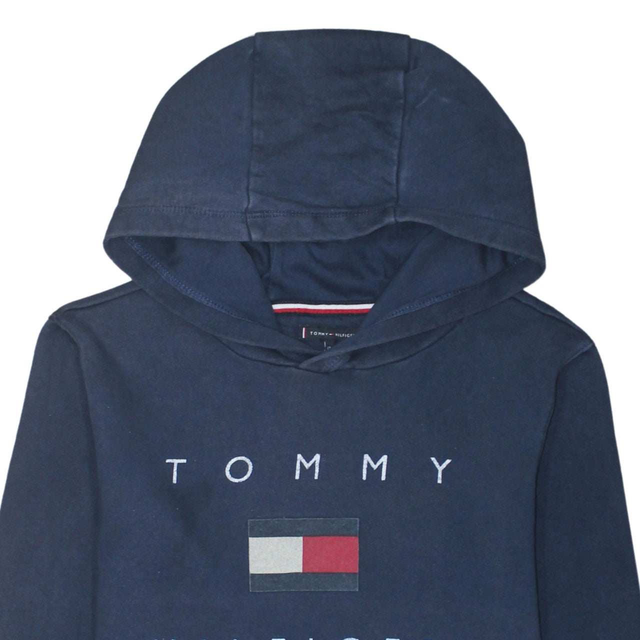 Additional view of Tommy Hilfiger boys’ navy blue pullover hoodie 176 cotton logo print