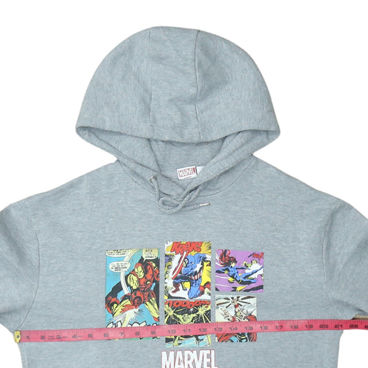 Marvel Men’s Grey Pullover Hoodie M Comic Graphic Print Fleece