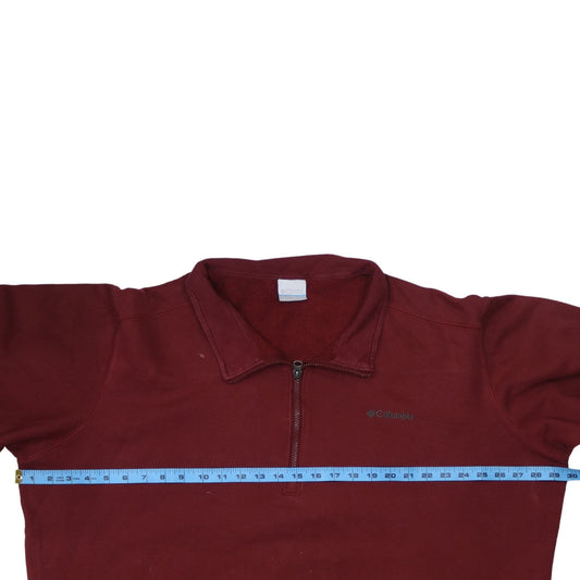 Columbia Mens Red 1/2 Zip Fleece Sweatshirt Size L Outdoor Pullover