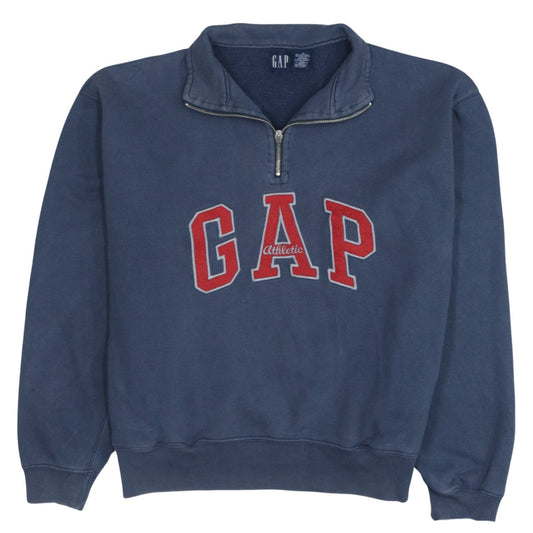 Gap Women Navy Blue 1/4 Zip Athletic Logo Sweatshirt Size S