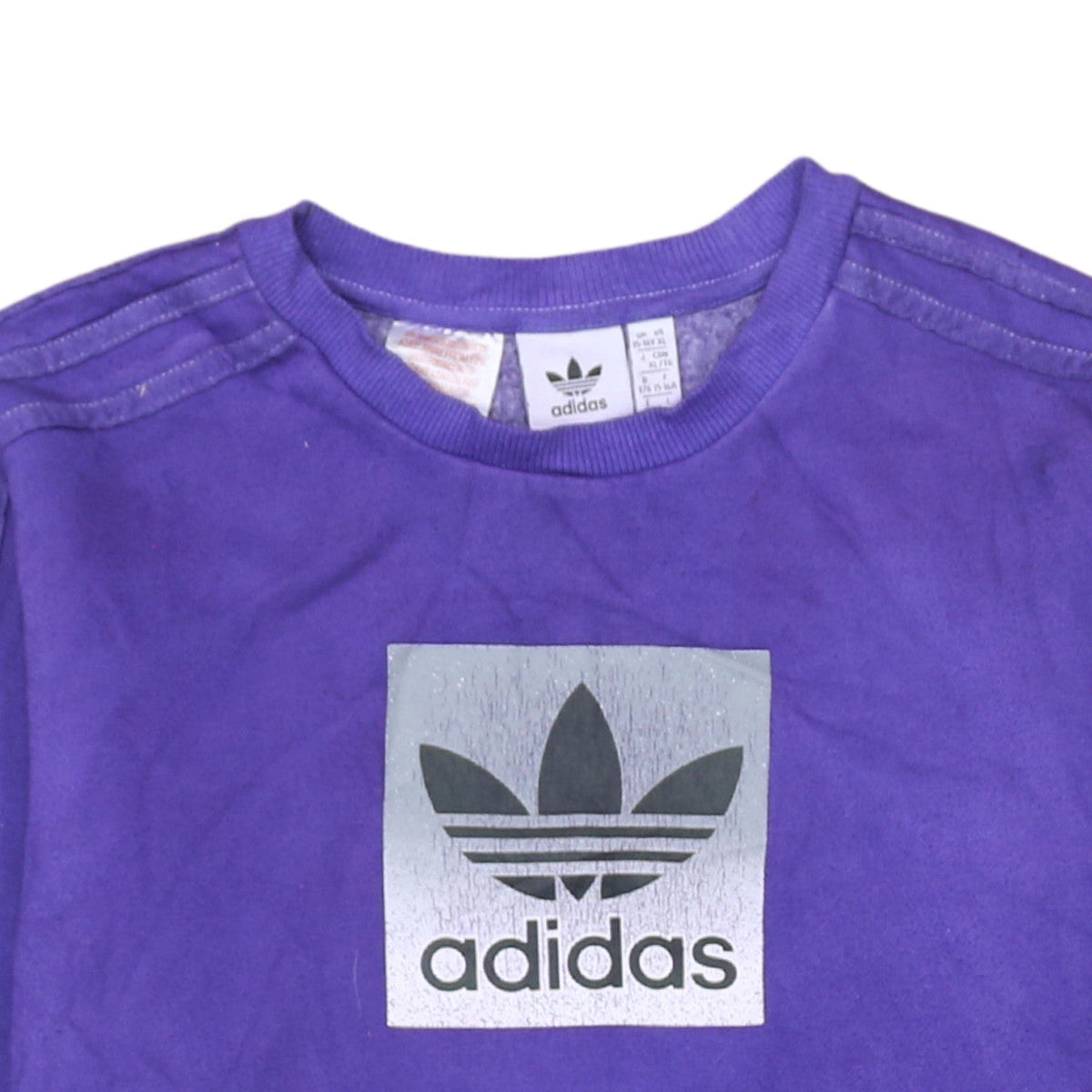 Additional view of Adidas boys’ purple crew neck sweatshirt xl 15-16 years pullover logo style