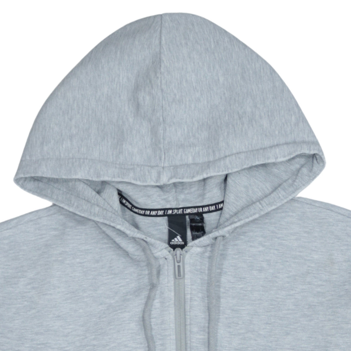 Additional view of Adidas women’s grey full zip hoodie, size S, classic hooded sweatshirt