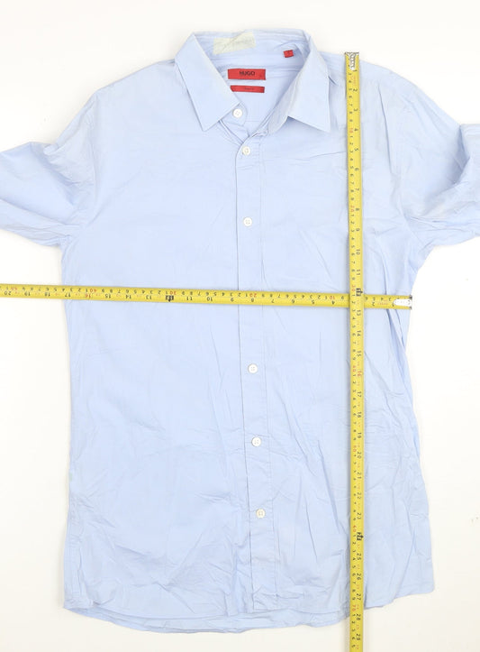 Hugo Boss Men's Blue Slim Fit Cotton Long Sleeve Dress Shirt S