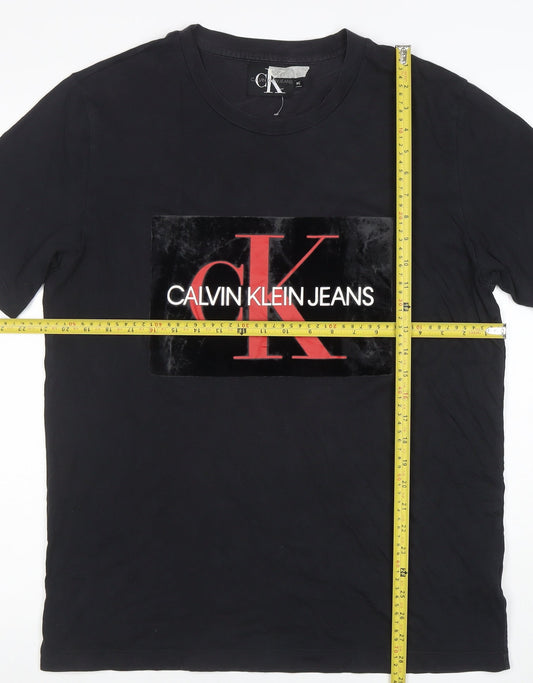 Calvin Klein Jeans Mens Black XL Logo Crew Neck Cotton T-Shirt