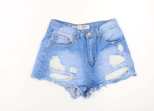 Denim Co. Womens Blue Size 10 Cut-Off Distressed Denim Shorts
