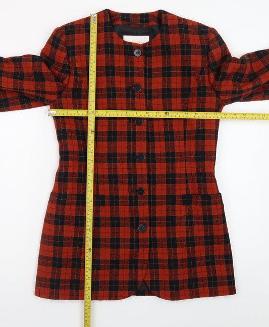 Country Casuals Women's Red Check Wool Blazer Jacket Size 8