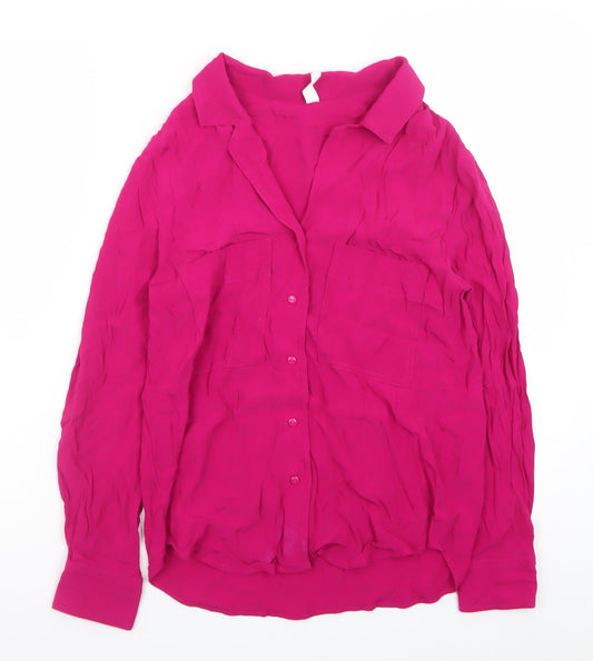 Mango Women’s Pink Long Sleeve Button-Up Blouse XS
