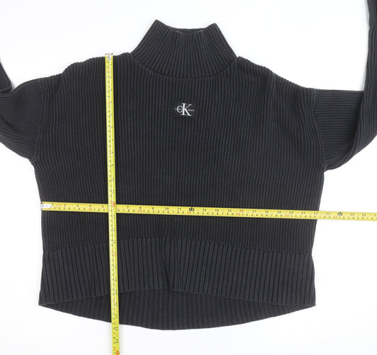 Calvin Klein Jeans Womens Black 2XL Ribbed Roll Neck Pullover Jumper