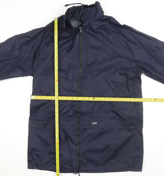 Walk About Men's Blue Waterproof Hooded Rain Coat Jacket Size M