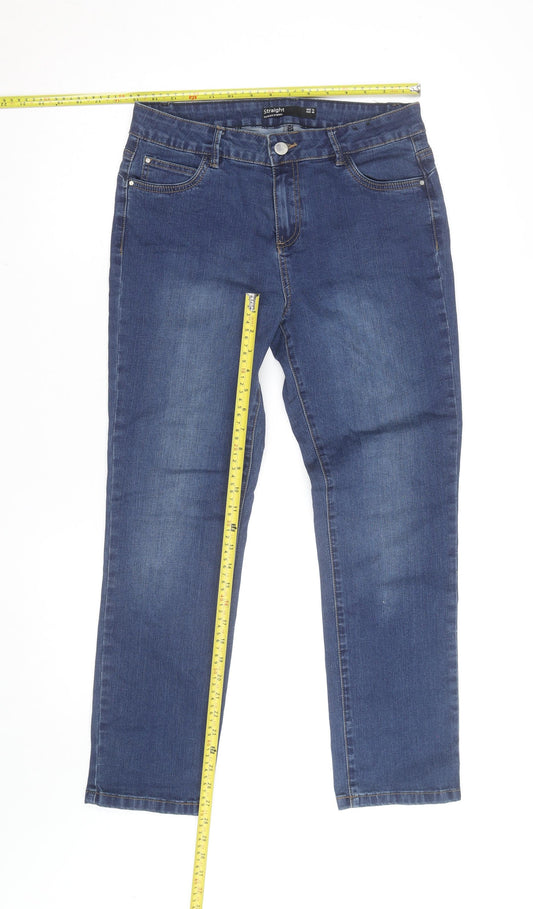 George Women Blue Straight Regular Fit Mid Rise Stretch Jeans Size 12