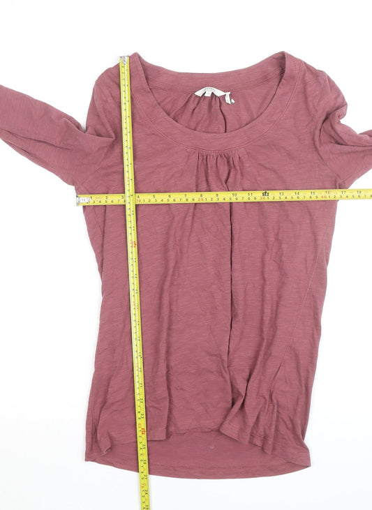 FatFace Women Pink Long Sleeve Basic Cotton T-Shirt Size 10