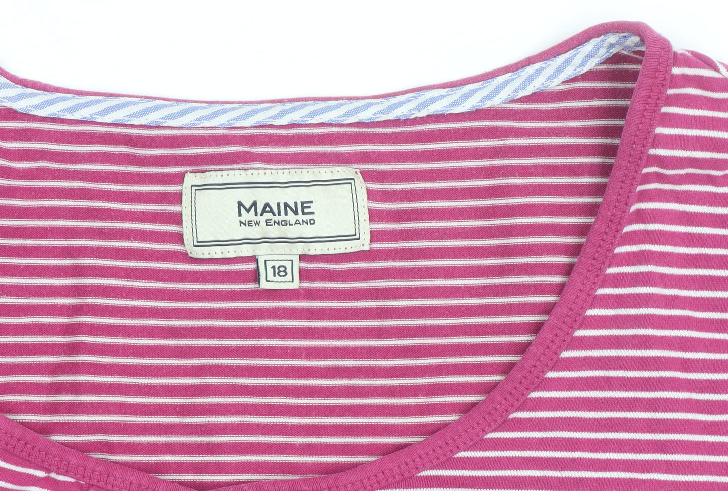 Maine New England Women’s Pink Striped Long Sleeve Cotton T-Shirt UK 18