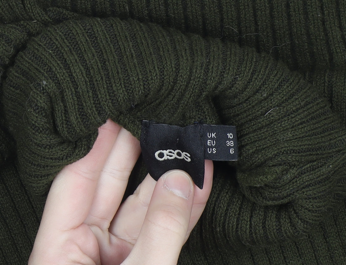 Additional view of ASOS Women Green Roll Neck Ribbed Knit Long Sleeve Jumper, size 10
