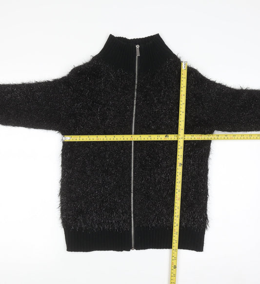 Oliver Bonas Womens Black Full Zip High Neck Jumper Size 6
