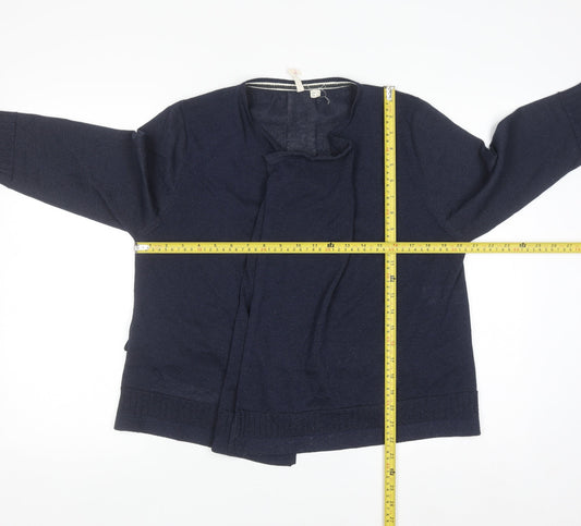 White Stuff Women Navy Cardigan UK 14 Viscose Blend Open Knit