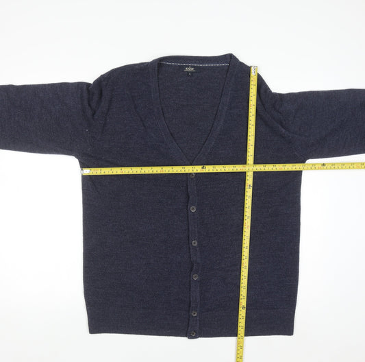 Easy Men's Blue Acrylic V-Neck Cardigan Jumper Size L
