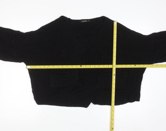 Boohoo Women's Black M Chunky Knit V-Neck Cardigan