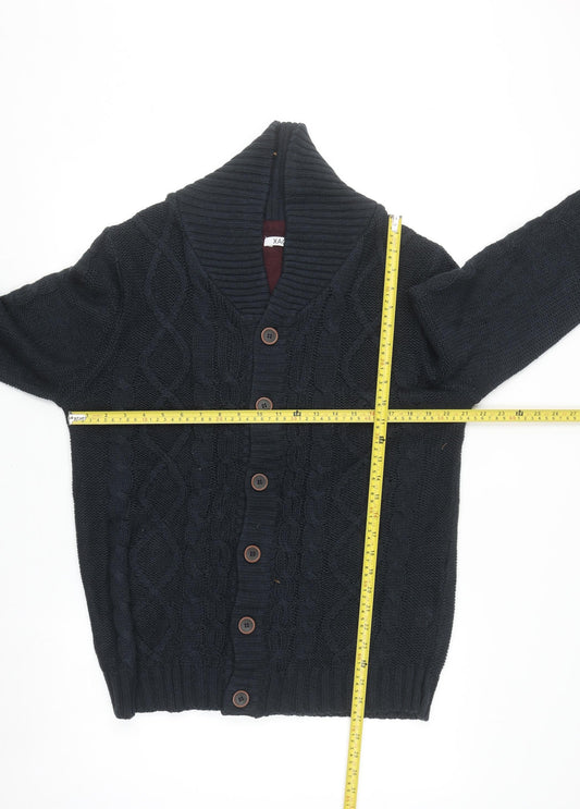 Xact Men's Blue Cable Knit Shawl Collar Cardigan XL