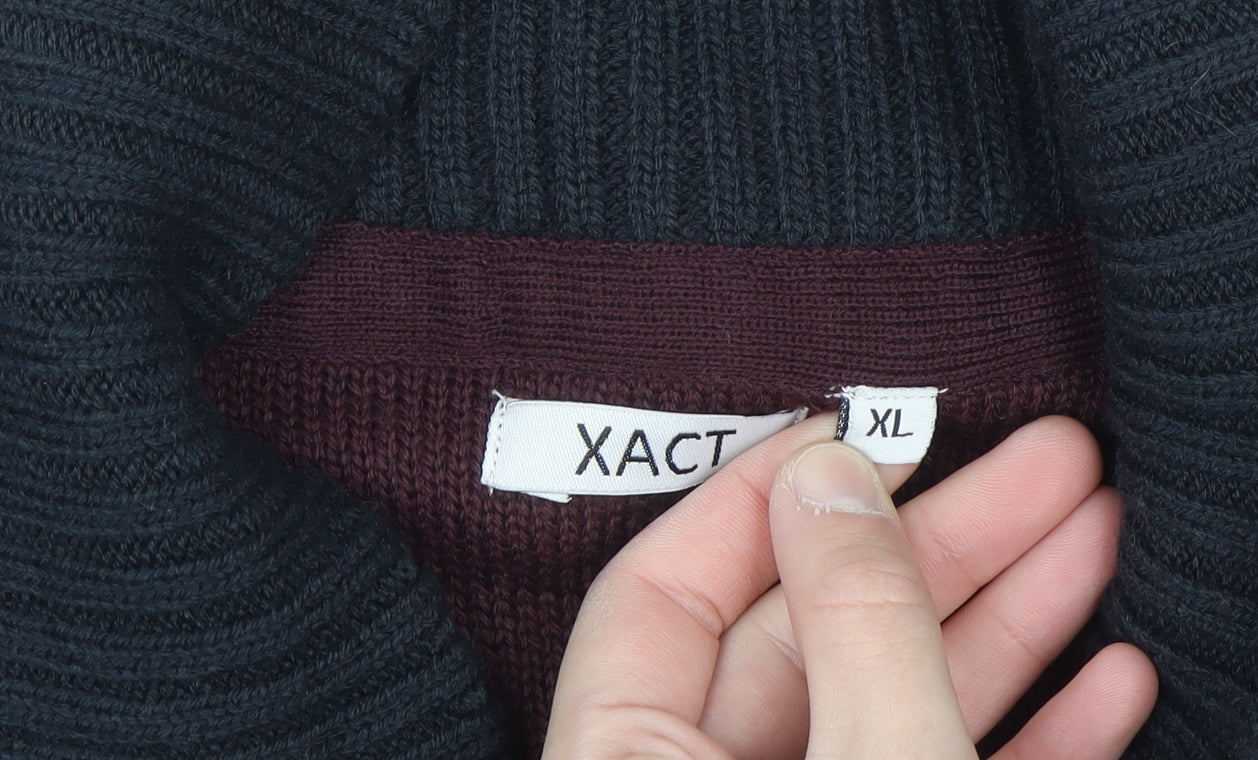 Xact Men's Blue Cable Knit Shawl Collar Cardigan XL