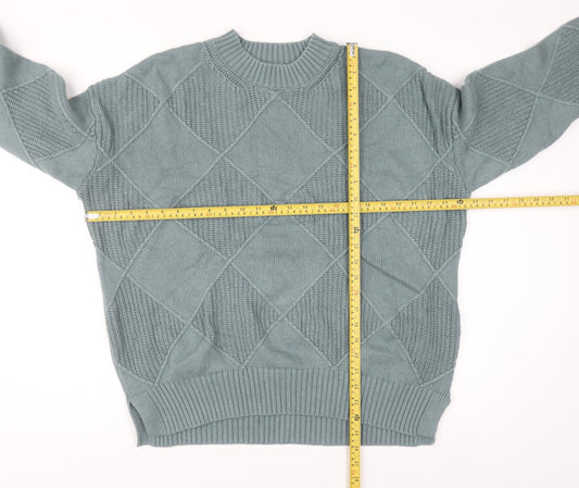 Marks and Spencer Men's Green Argyle Knit Wool Blend Jumper L