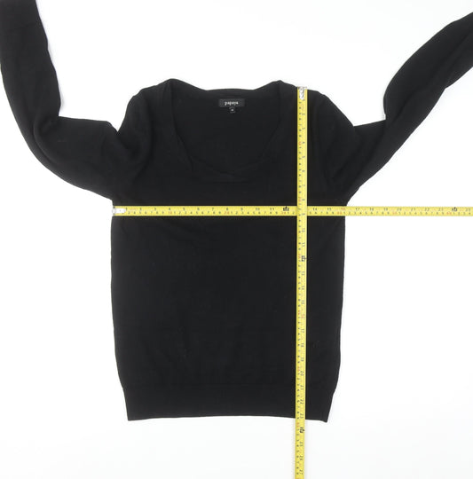 Papaya Women's Black Cotton Cashmere Scoop Neck Jumper Size 12