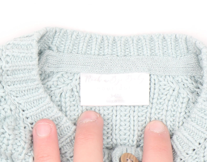 Additional view of Rock a Bye Baby Boutique Blue Cotton Knit Cardigan 3-6M unisex star design