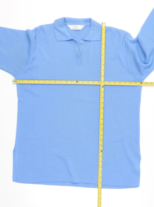 Marks and Spencer Women Blue Collared Long Sleeve Pullover Jumper Size 18