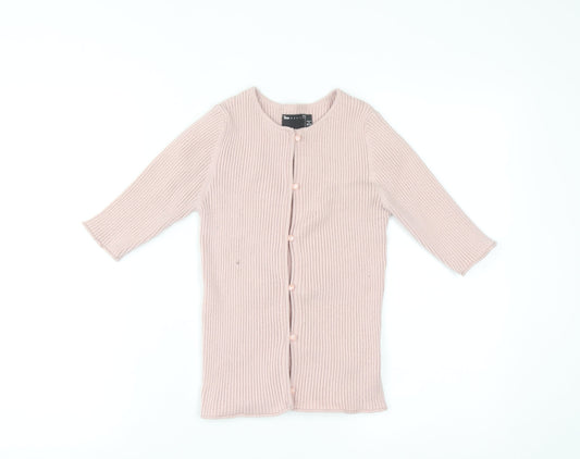 ASOS Women’s Pink Ribbed Knit 3/4 Sleeve Slim Cardigan Size 8