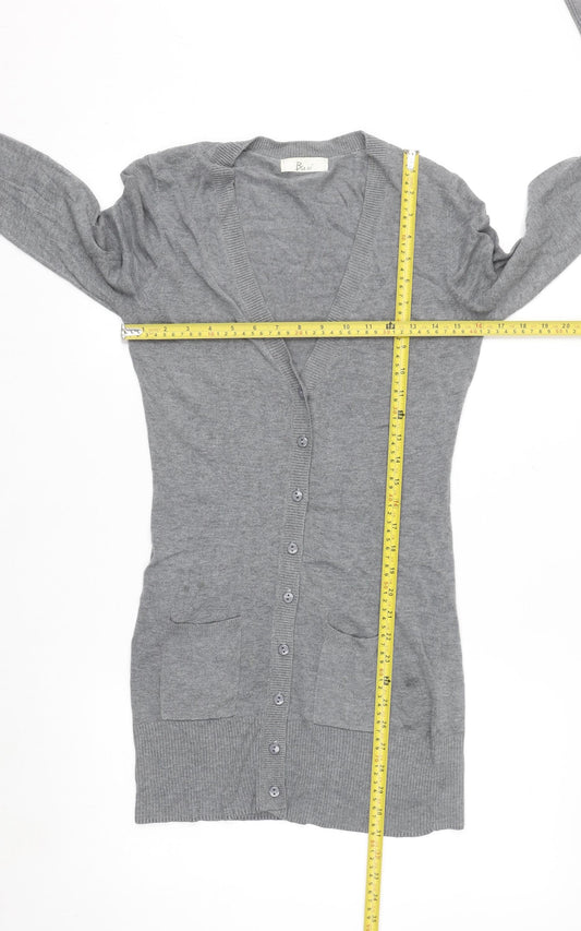 Bu.go Womens Grey Cardigan M Viscose Nylon Blend Long Sleeve