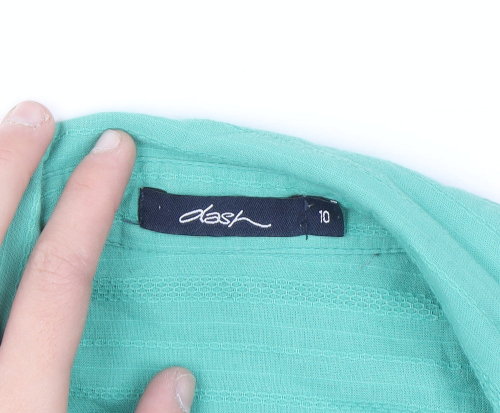 Dash Women's Green Cotton Button-Up Shirt Size 10