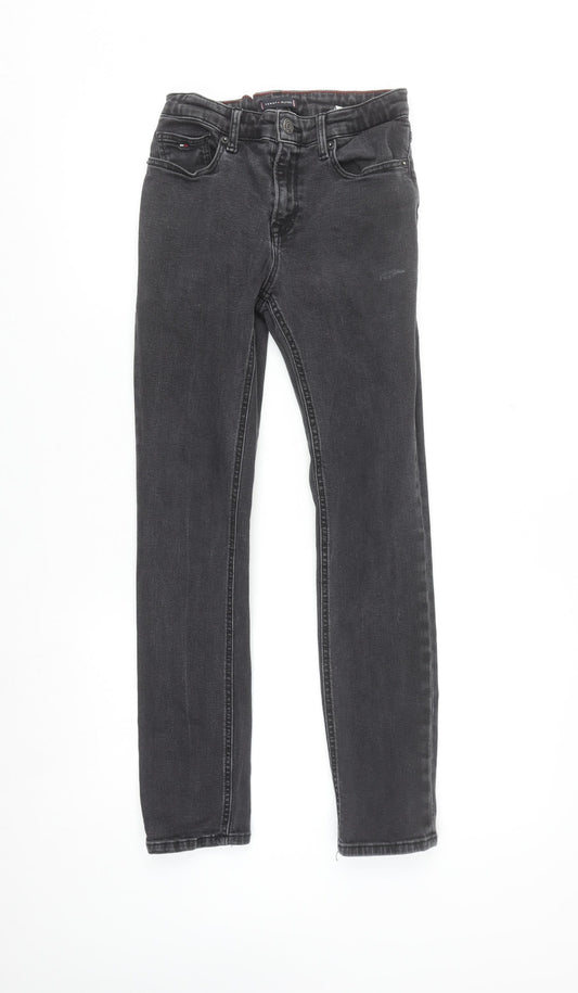 Tommy Hilfiger Boys Black Slim Fit Jeans Size 12 Years Cotton Blend Denim