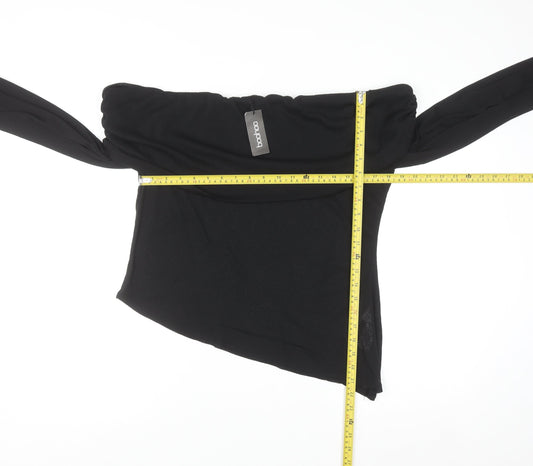Boohoo Women’s Black Plus Size 22 Off Shoulder Cropped Jersey Top