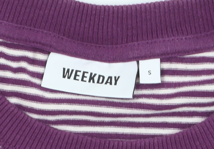 Weekday Men's Purple Striped Cotton Long Sleeve Casual Top Size S