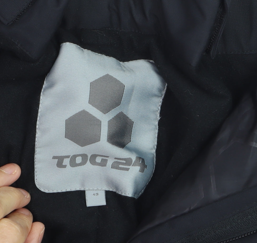 TOG24 Boys Black Waterproof Insulated Ski Salopettes 13 Years